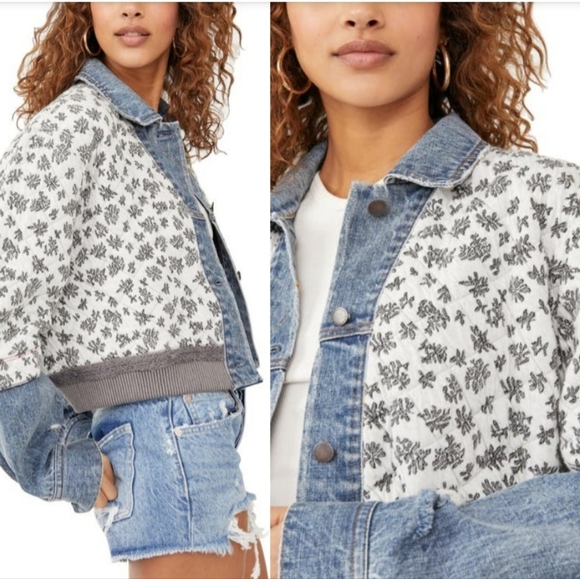 NWT Free People Ditsy Denim Jacket XS/S Rare - Picture 9 of 17